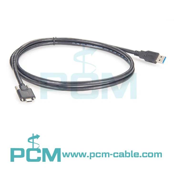USB 3.1 Type-C with Panel Mount Screw to Standard USB3.0 Data Cable Locking Connector for Camera High Accuracy 3D scanning Camera Cable