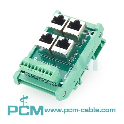 DIN-рейка, 4-контактный разъем RJ45 к коммутационной плате клеммного блока